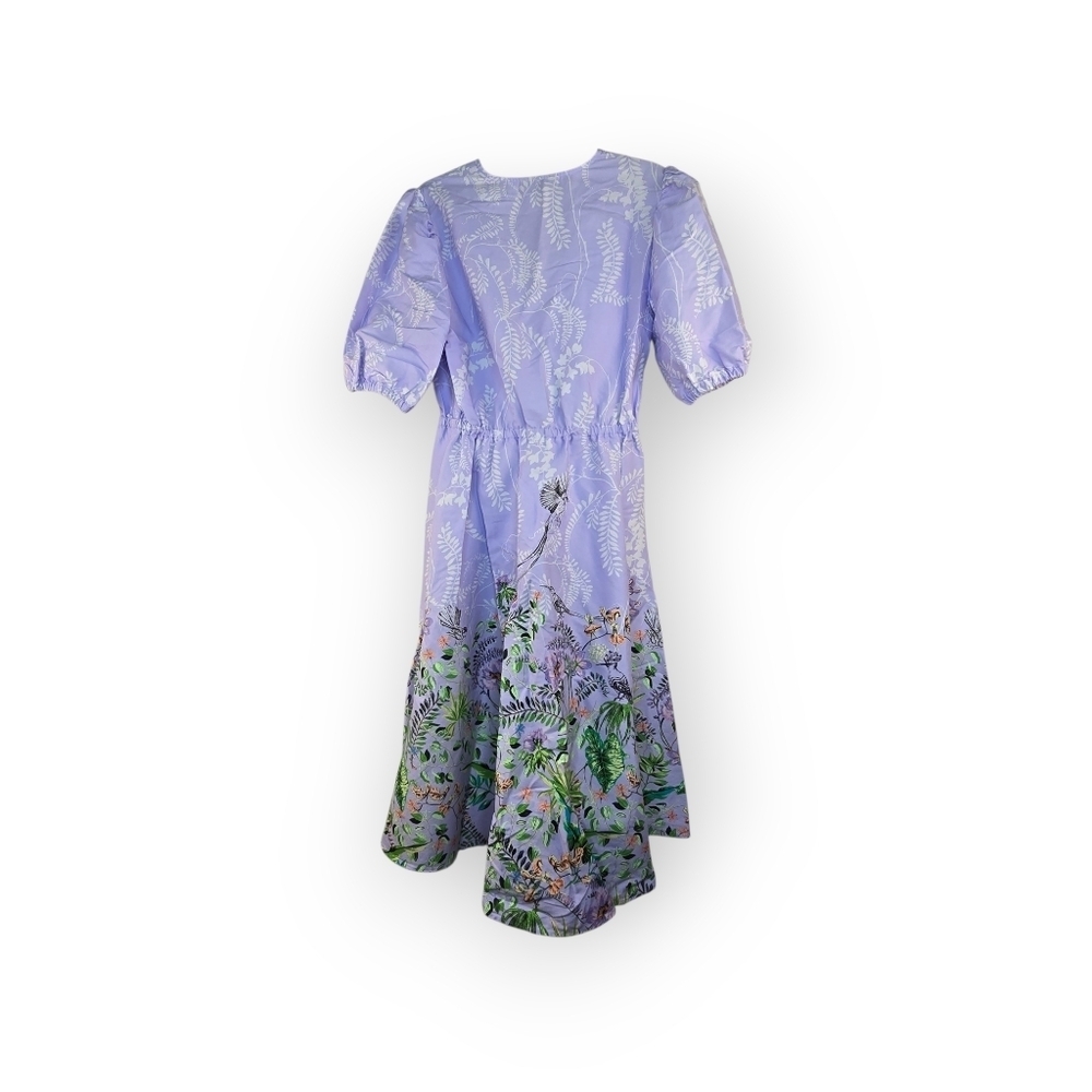 I.N.C. Floral Lavender Dress with Tie Front Size L 100% Cotton - Picture 5 of 16